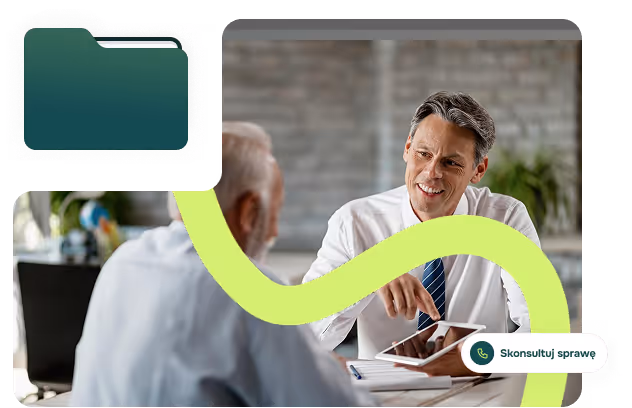 Adwokat obmyślający strategie do sprawy odszkodowawczej.